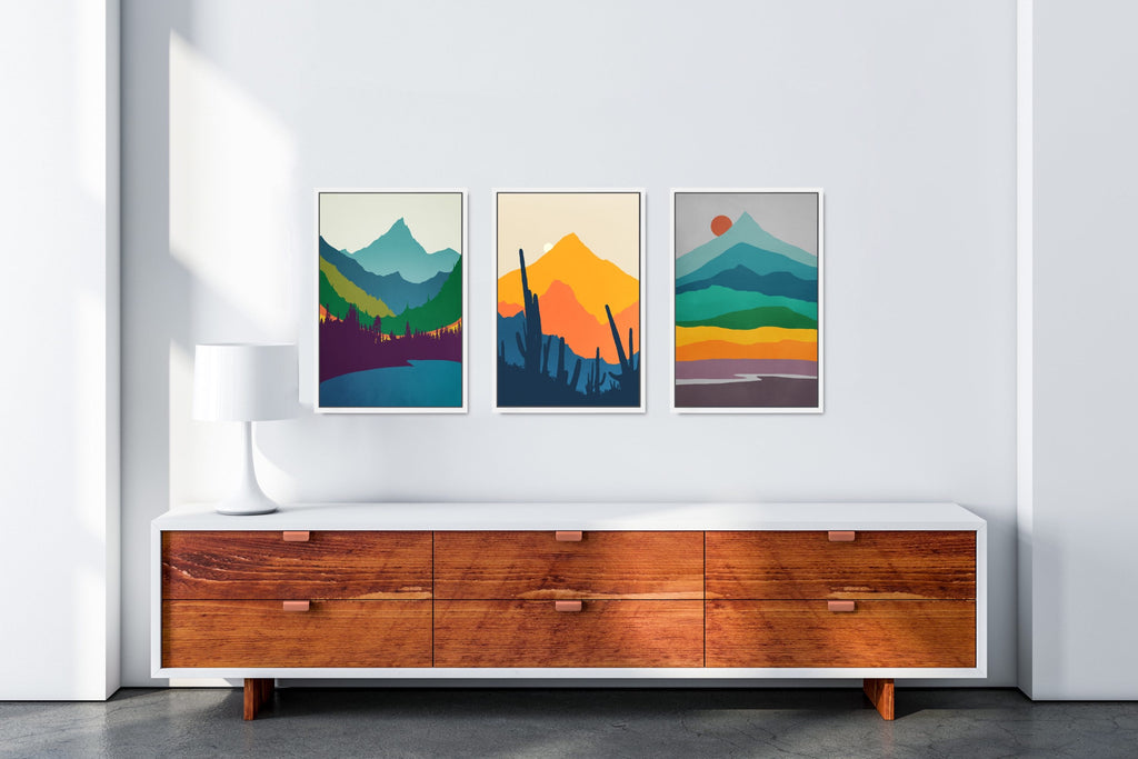 Colorful Mid Century Modern Artwork Set for Your Home or Office