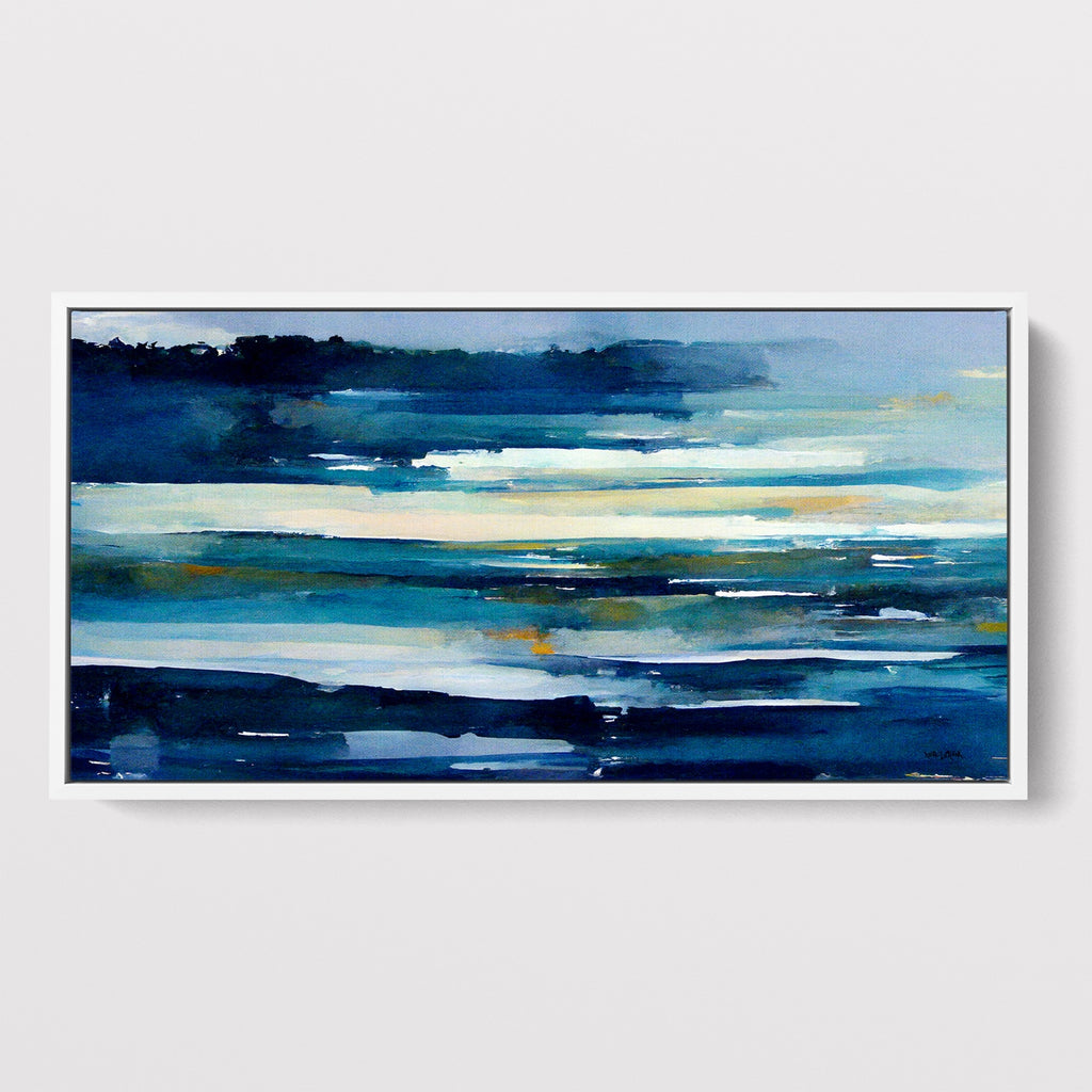 Abstract Watercolor Seascape Print in Blue.