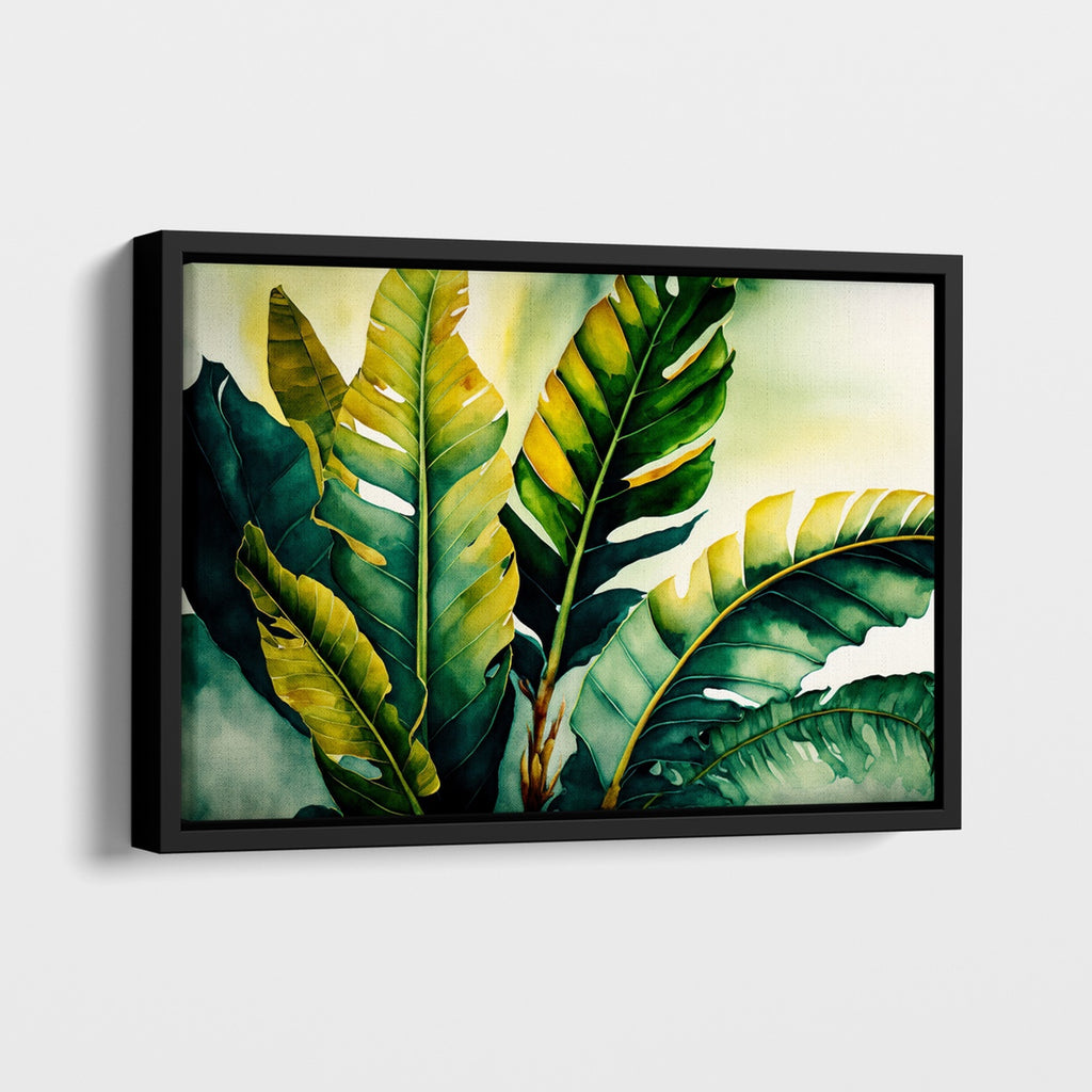 Tropical Botanical Artwork in Green and Gold.