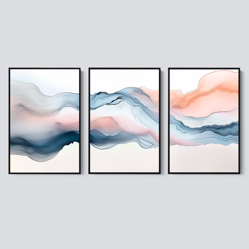 Large Abstract Pastel Painting Print Set.