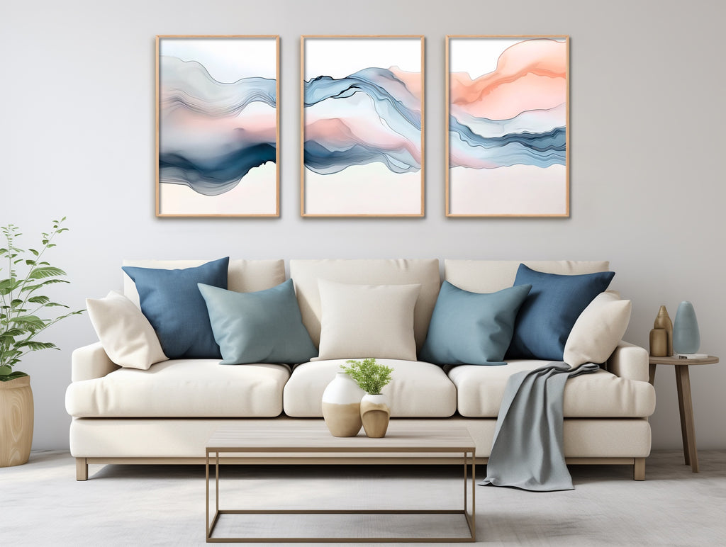 Modern abstract wall decor in soft, soothing colors.