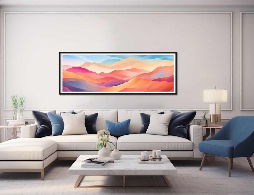 Modern abstract watercolor artwork featuring beautiful Coachella Valley, California.