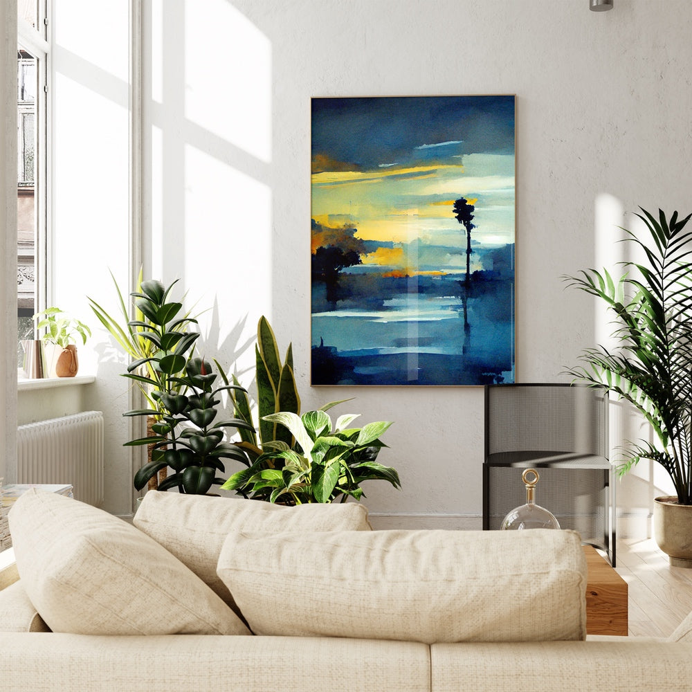 A large watercolor beach artwork on fine art paper or canvas, framed or unframed.