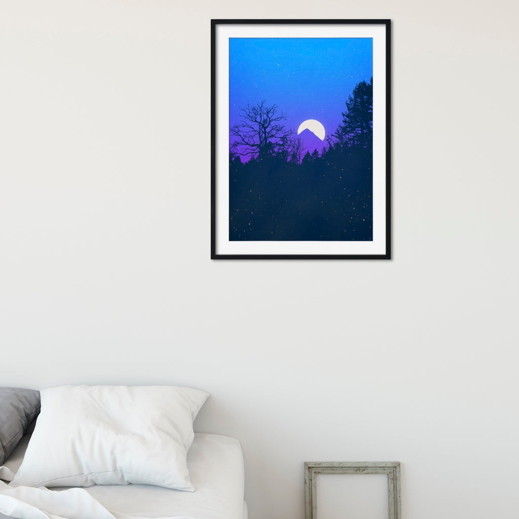 Fireflies light up the night in this Moon Canvas Art.