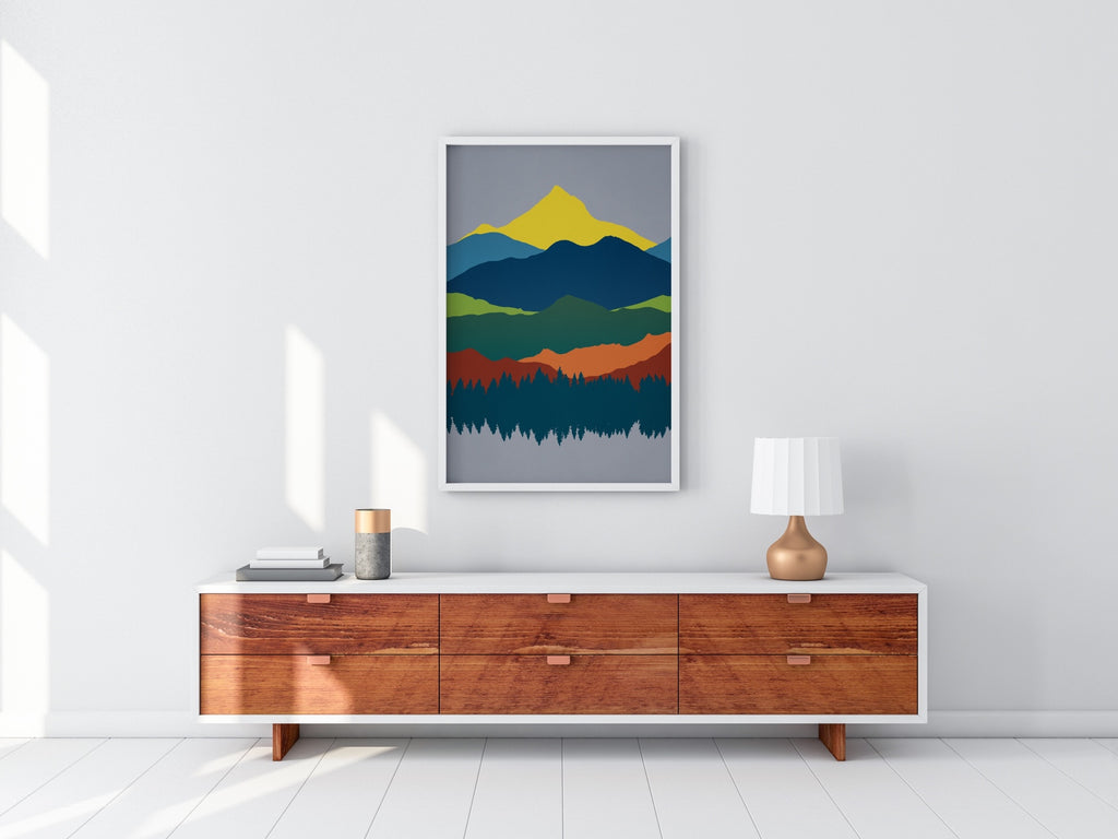 A large vertical minimalist nature wall art framed.