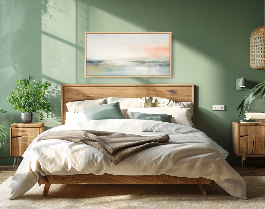 A modern abstract wall decor in pastel colors.