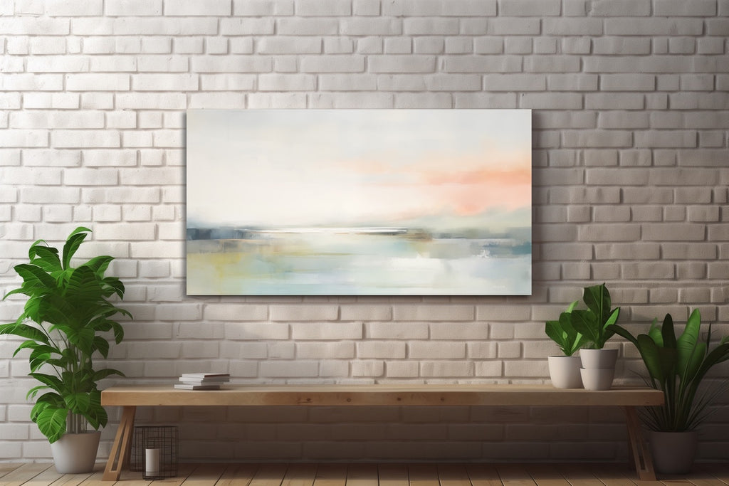 Minimalist delicate abstract artwork on stretched canvas.