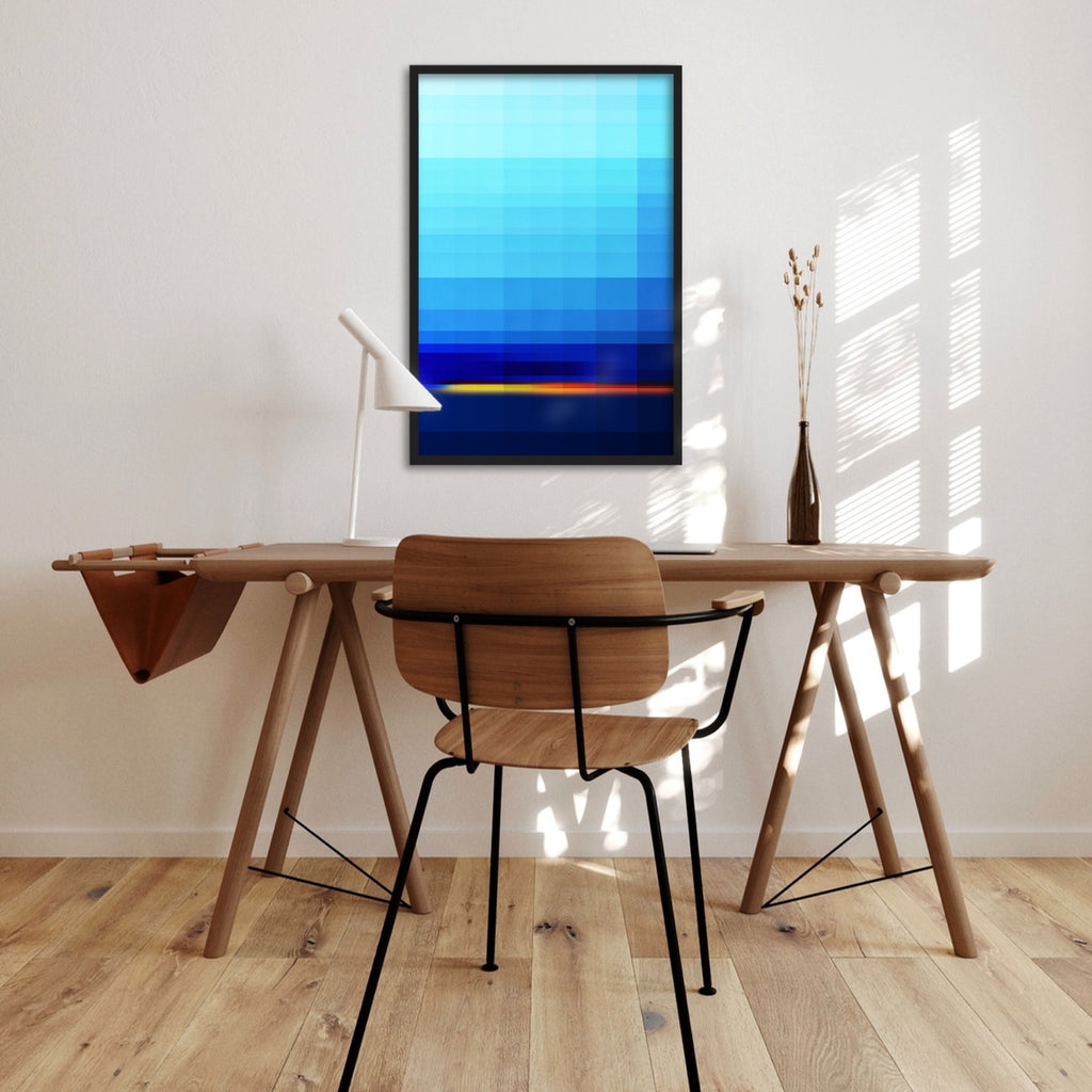 A large vertical abstract artwork on stretched canvas.