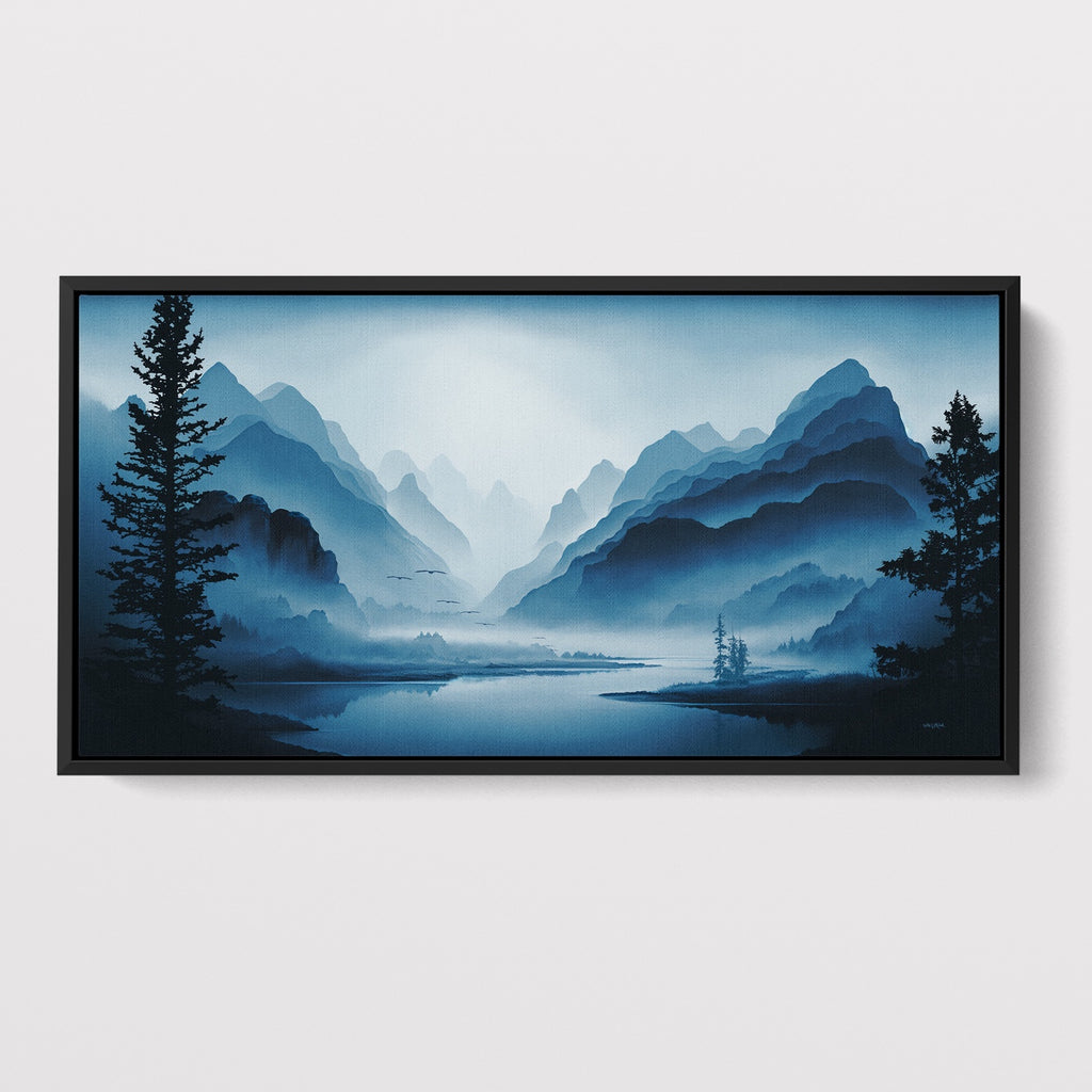 Modern Scenery Canvas Art in Blue.