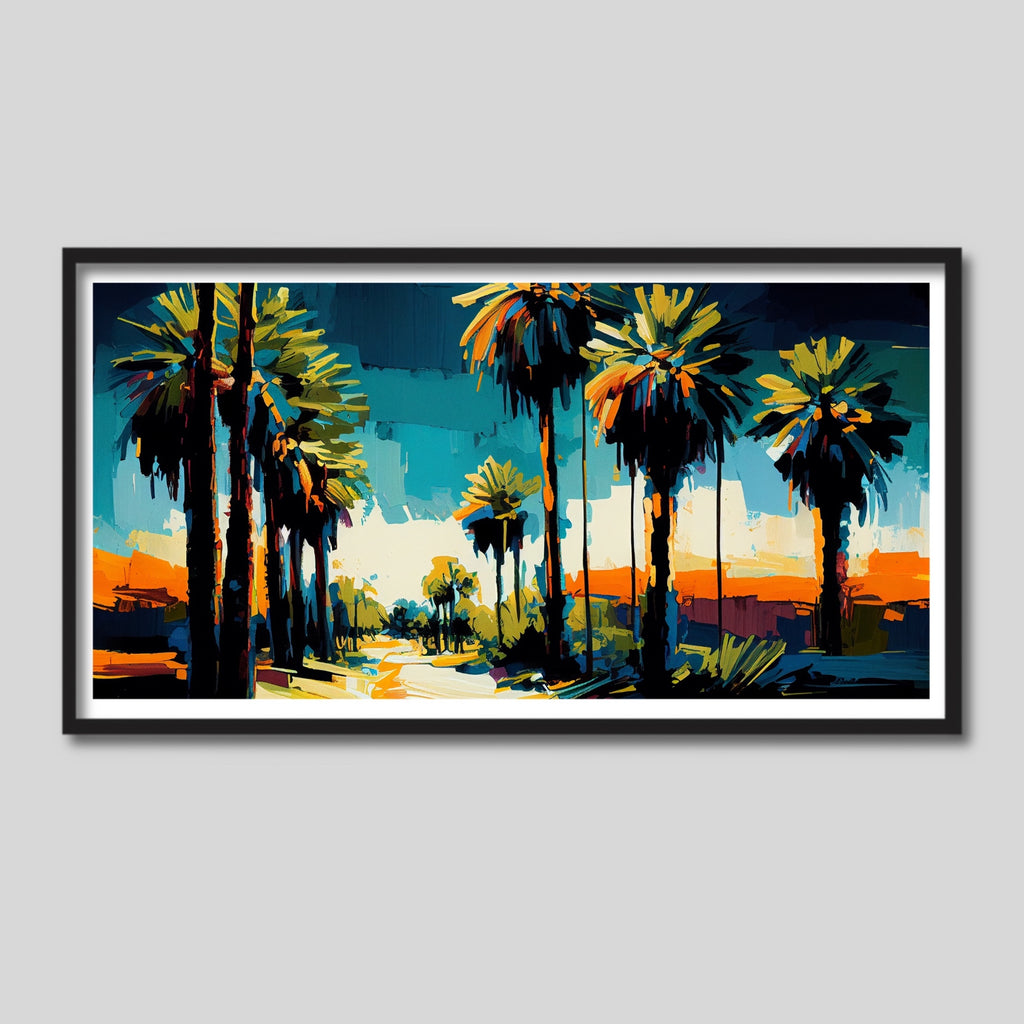 Mid Century Modern California Artwork in Green, Blue and Orange