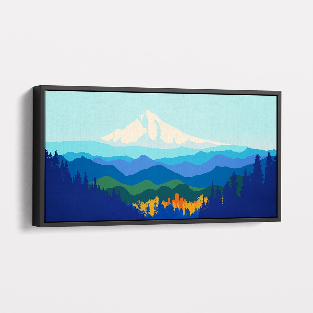 Extra large Mount Hood and Portland city skyline poster.