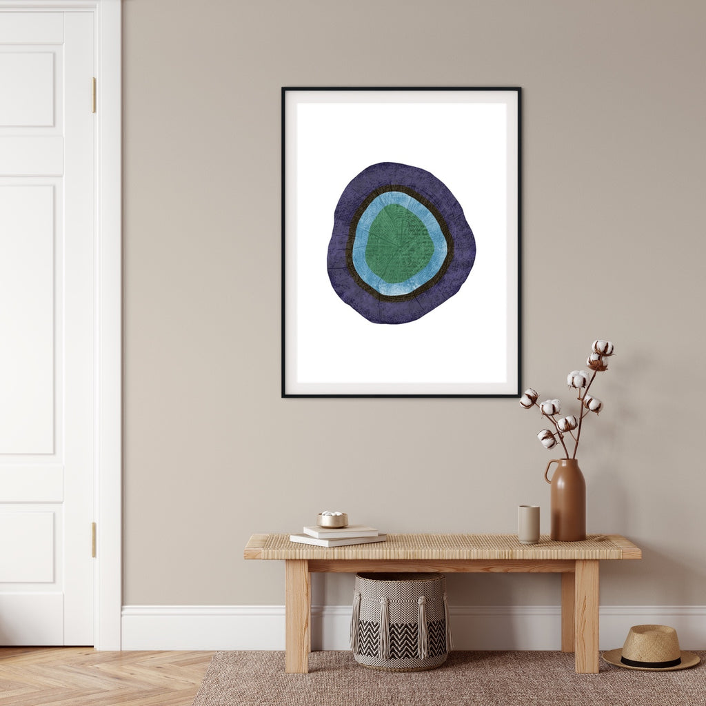 A vertical minimalist geode wall art print.