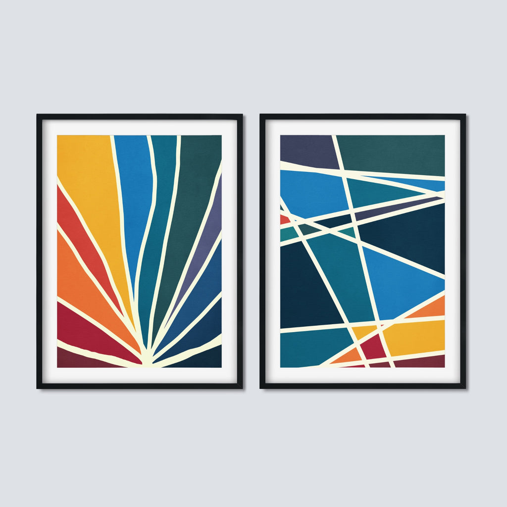 Colorful Mid Century Abstract Print Set