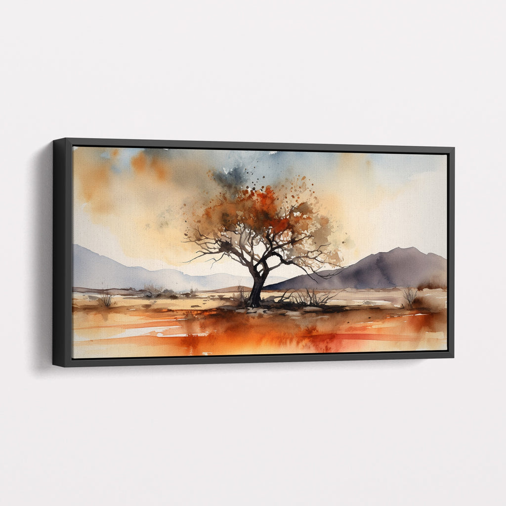 Watercolor Desert Landscape Artwork in Orange.