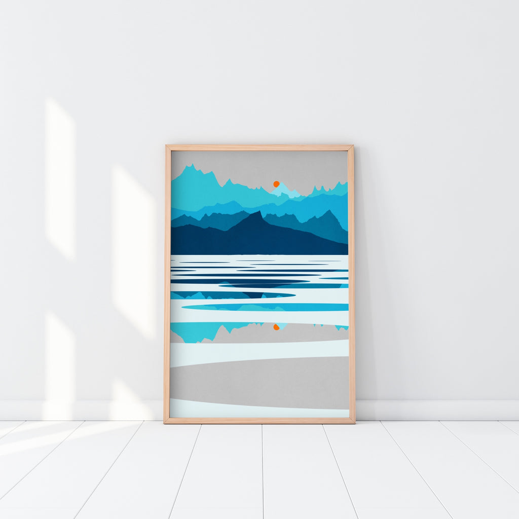 A framed minimalist abstract art poster.