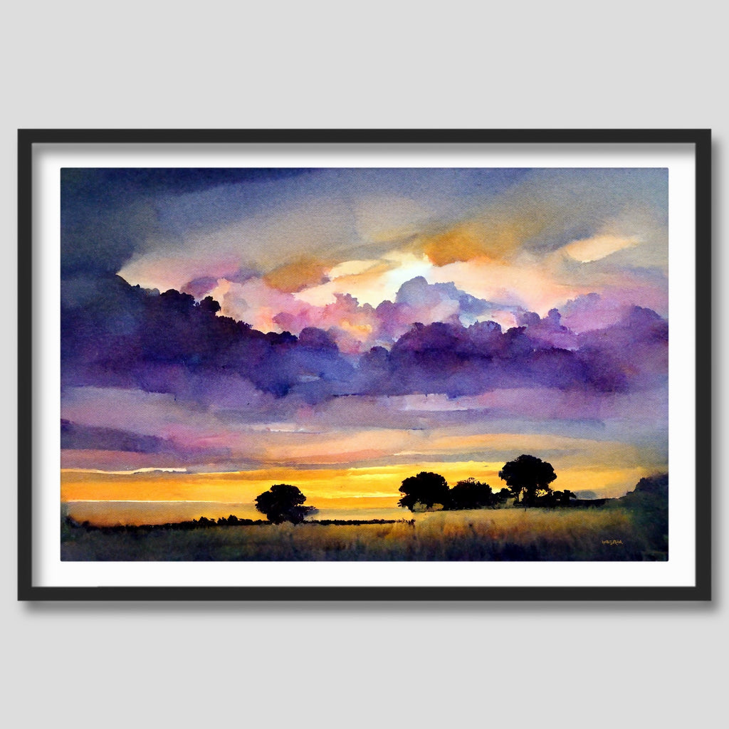 Framed Texas Nature Canvas Wall Art in Purple and Gold