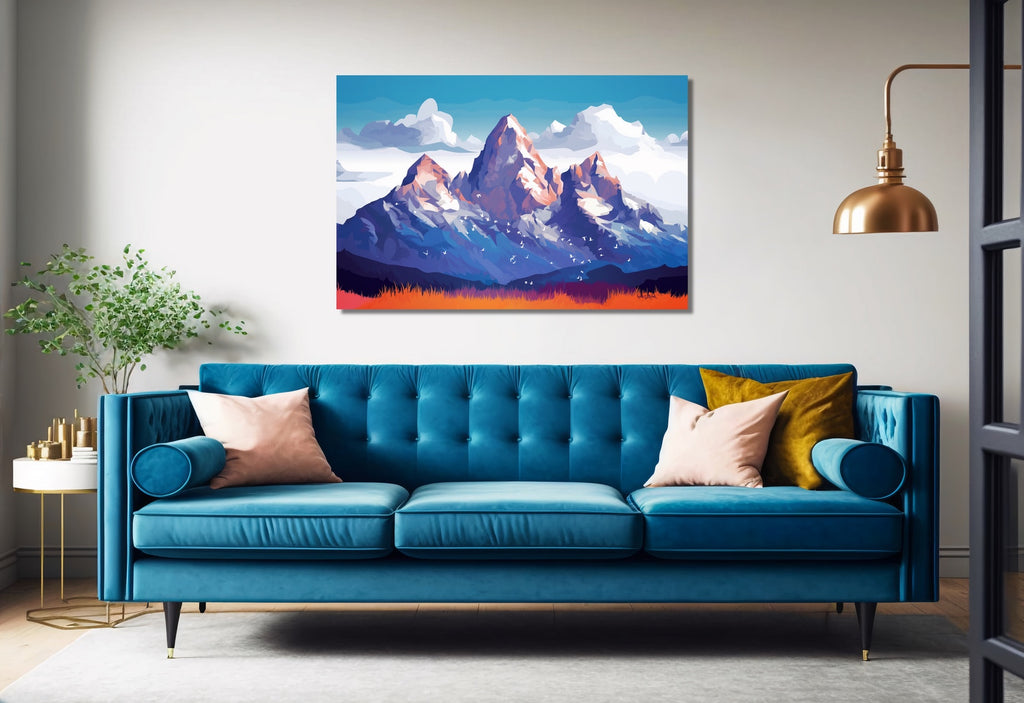 A mountain art print available on fine art paper or canvas, framed or unframed.