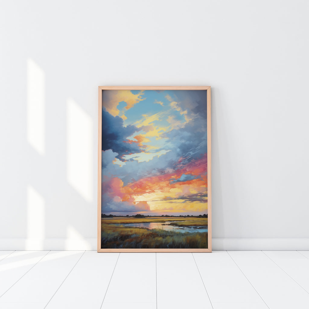 Modern landscape home decor featuring big sky over prairies.