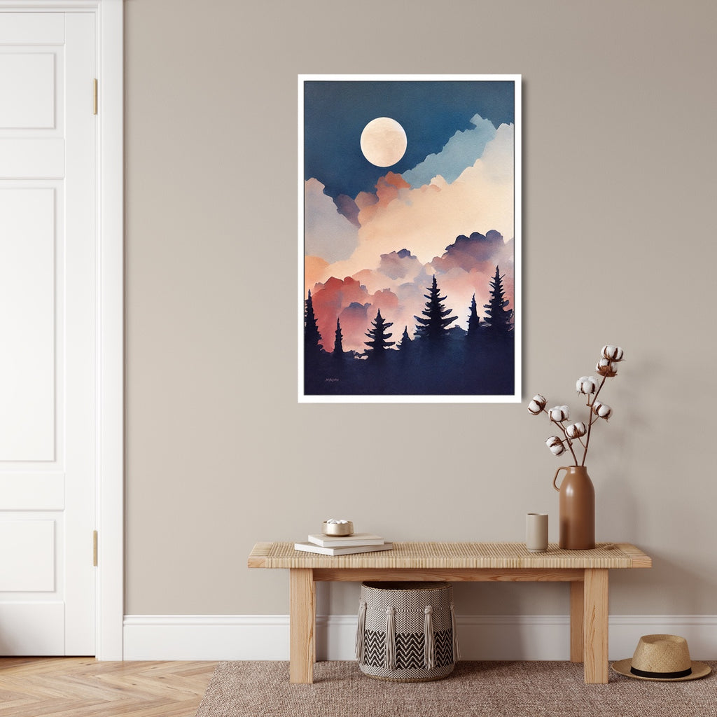 A calming watercolor nature bedroom wall decor.