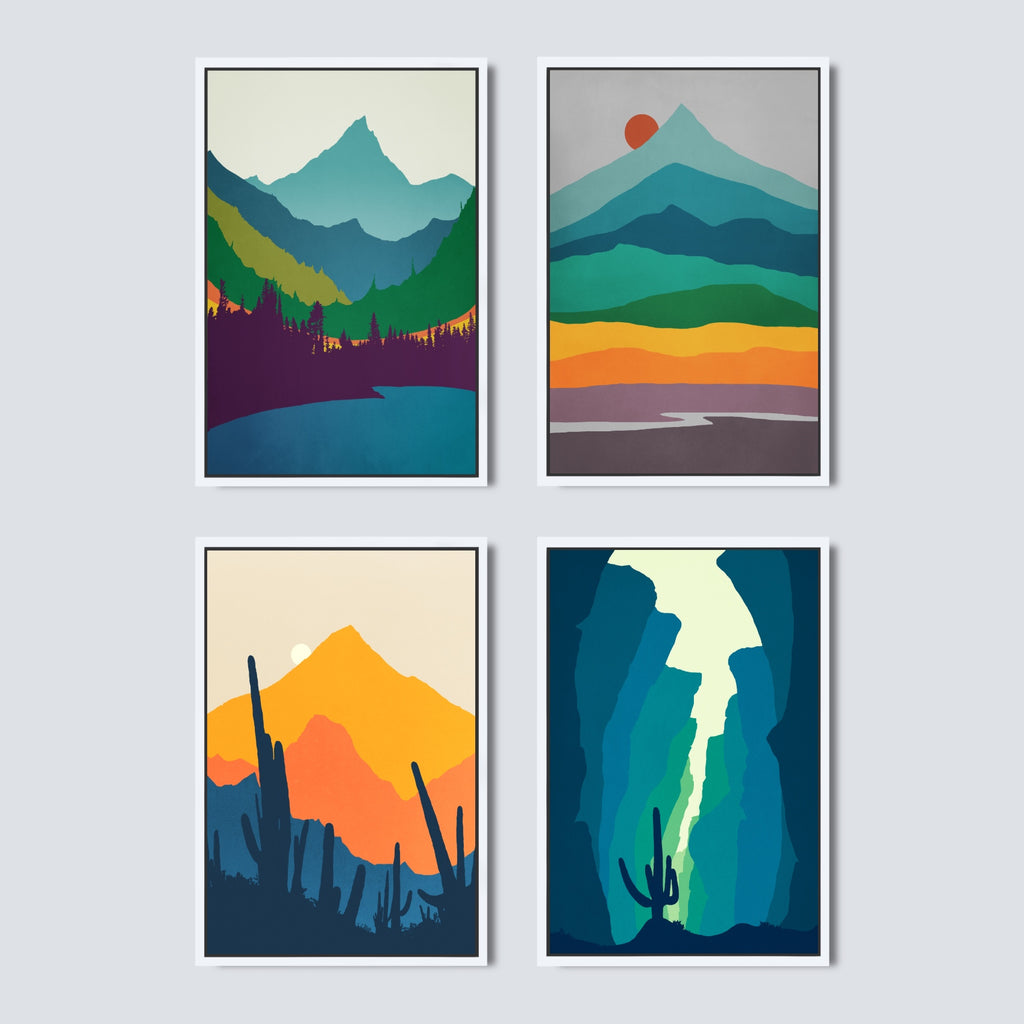 4 Piece Mountain And Desert Wall Art Set