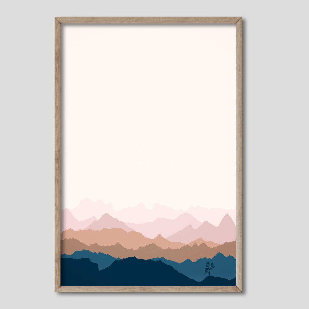 Joshua Tree Park Canvas Wall Decor in Blush and Blue