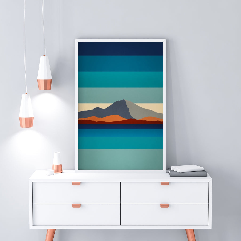 A mid-century modern Mount Rainier art print