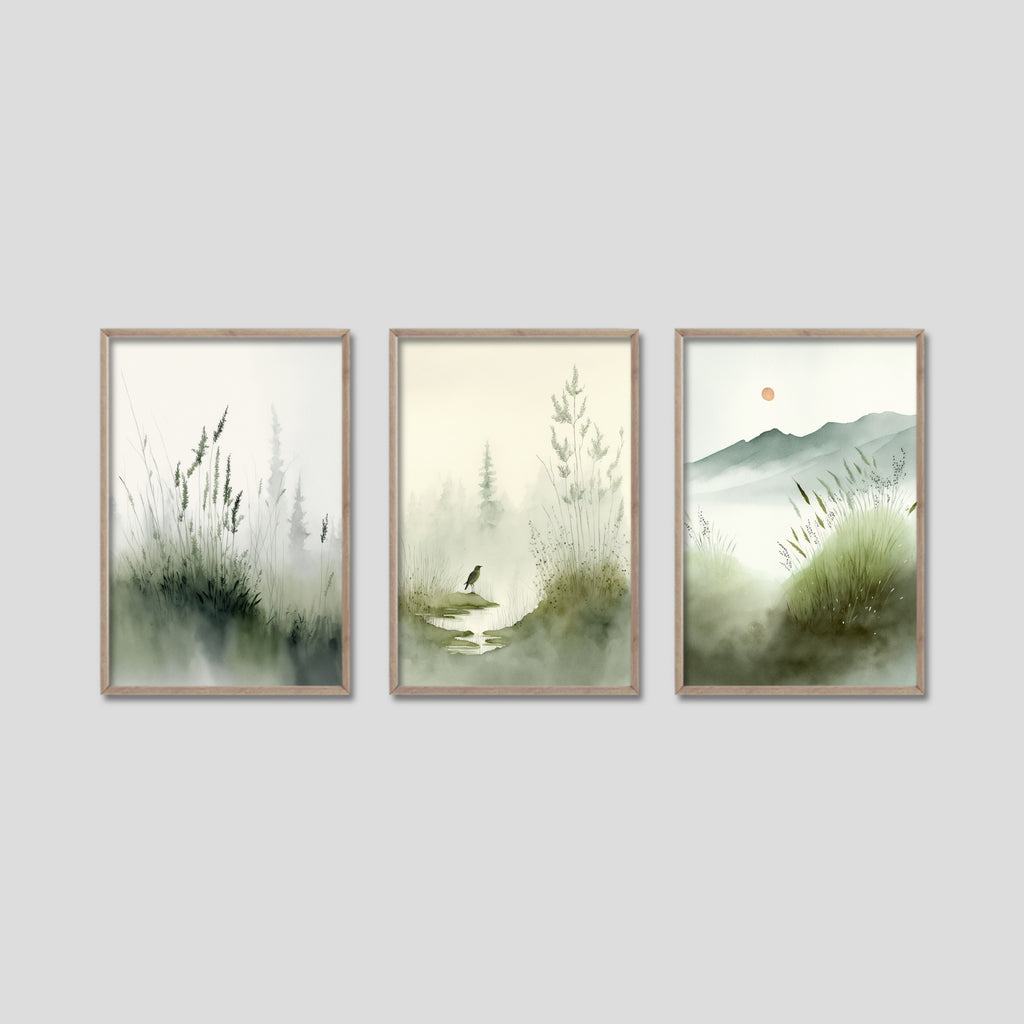 Nature Canvas Art Set in Sage Green.